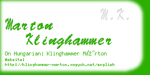 marton klinghammer business card